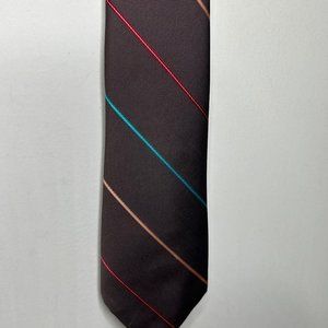 Marc Lewis Men’s Necktie 3” Brown w/ Colorful Stripes Skinny Short Tie USA